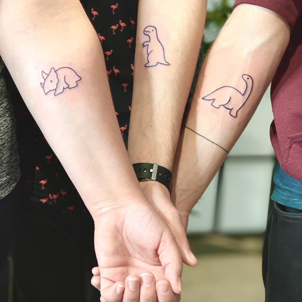 Cute Dinosaur Trio Tattoo Tattoo Design