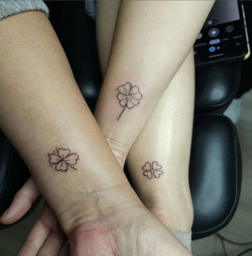 Four-Leaf Clover Trio Tattoo for Good Luck Tattoo Design
