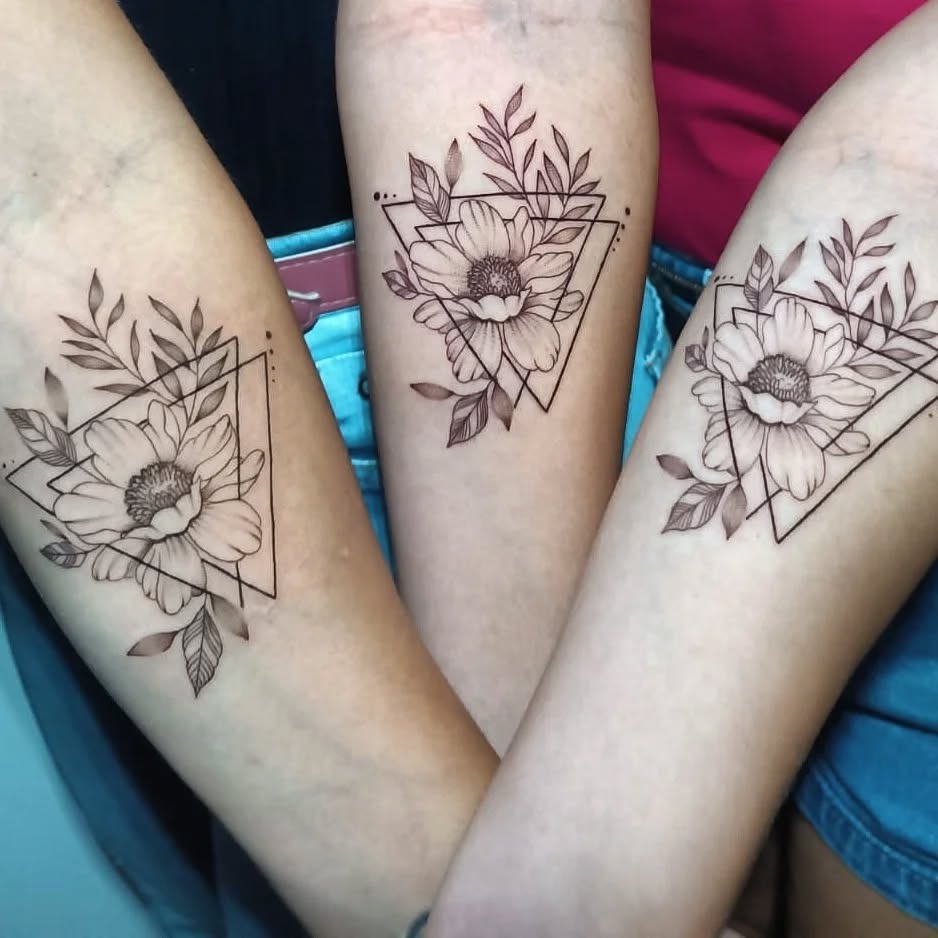 Geometric Floral Trio Tattoo Tattoo Design