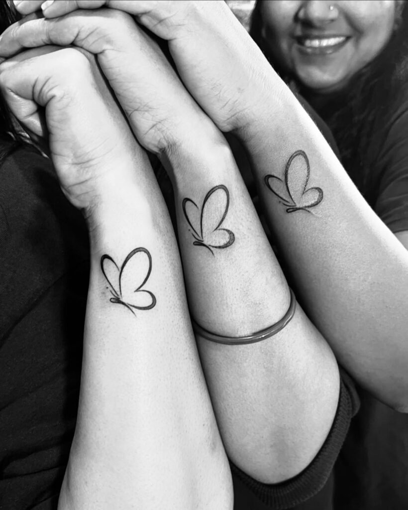Matching Butterfly Outline Trio Tattoo Tattoo Design