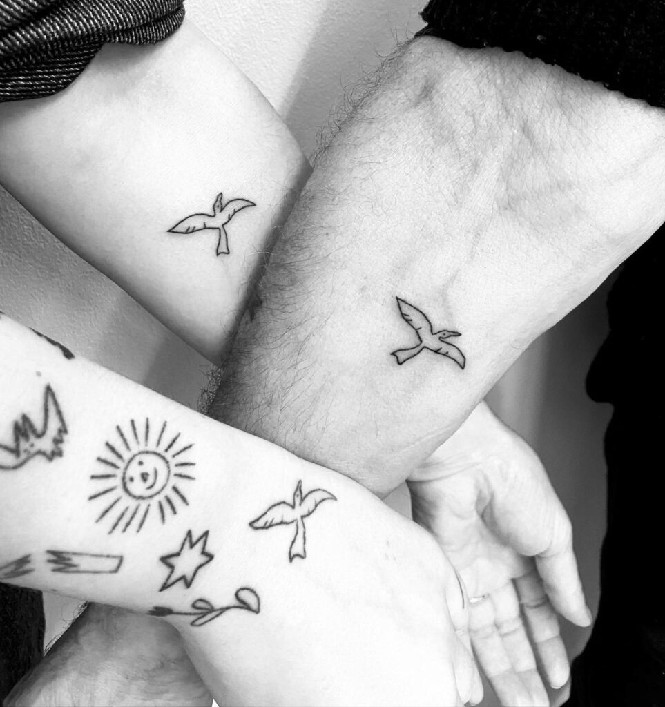Matching Flying Bird Trio Tattoo Tattoo Design