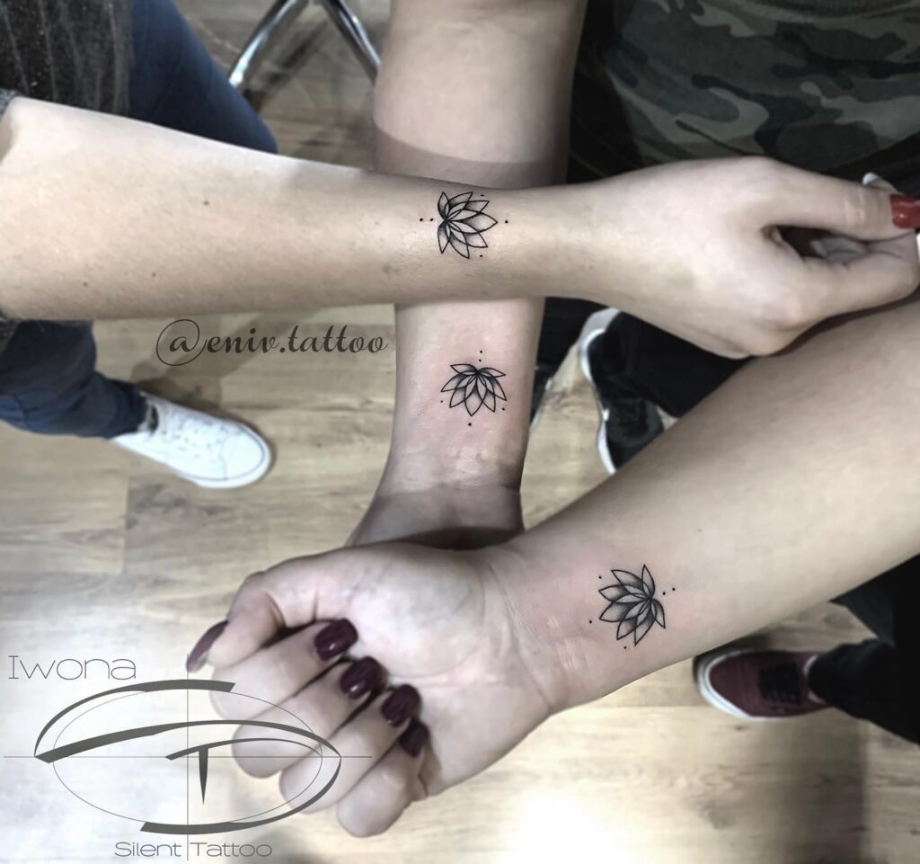 Matching Lotus Wrist Tattoos Tattoo Design