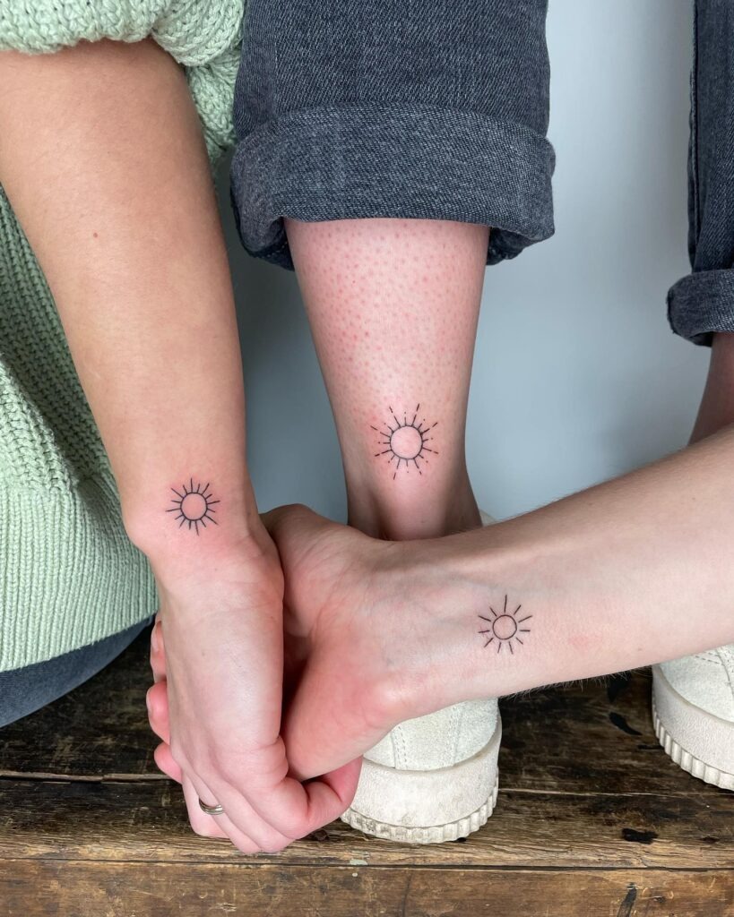 Matching Minimal Sun Trio Tattoo Tattoo Design