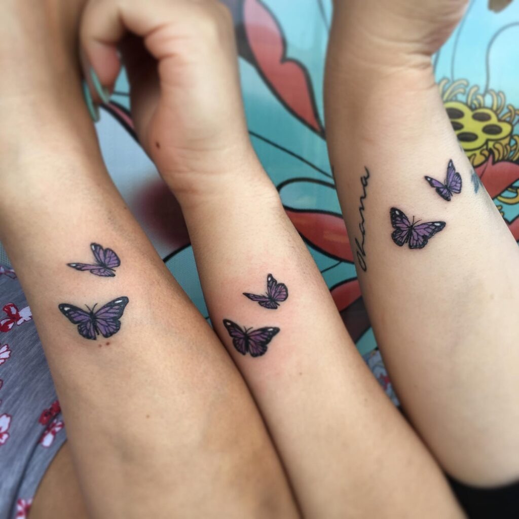 Matching Purple Butterfly Trio Tattoo Tattoo Design