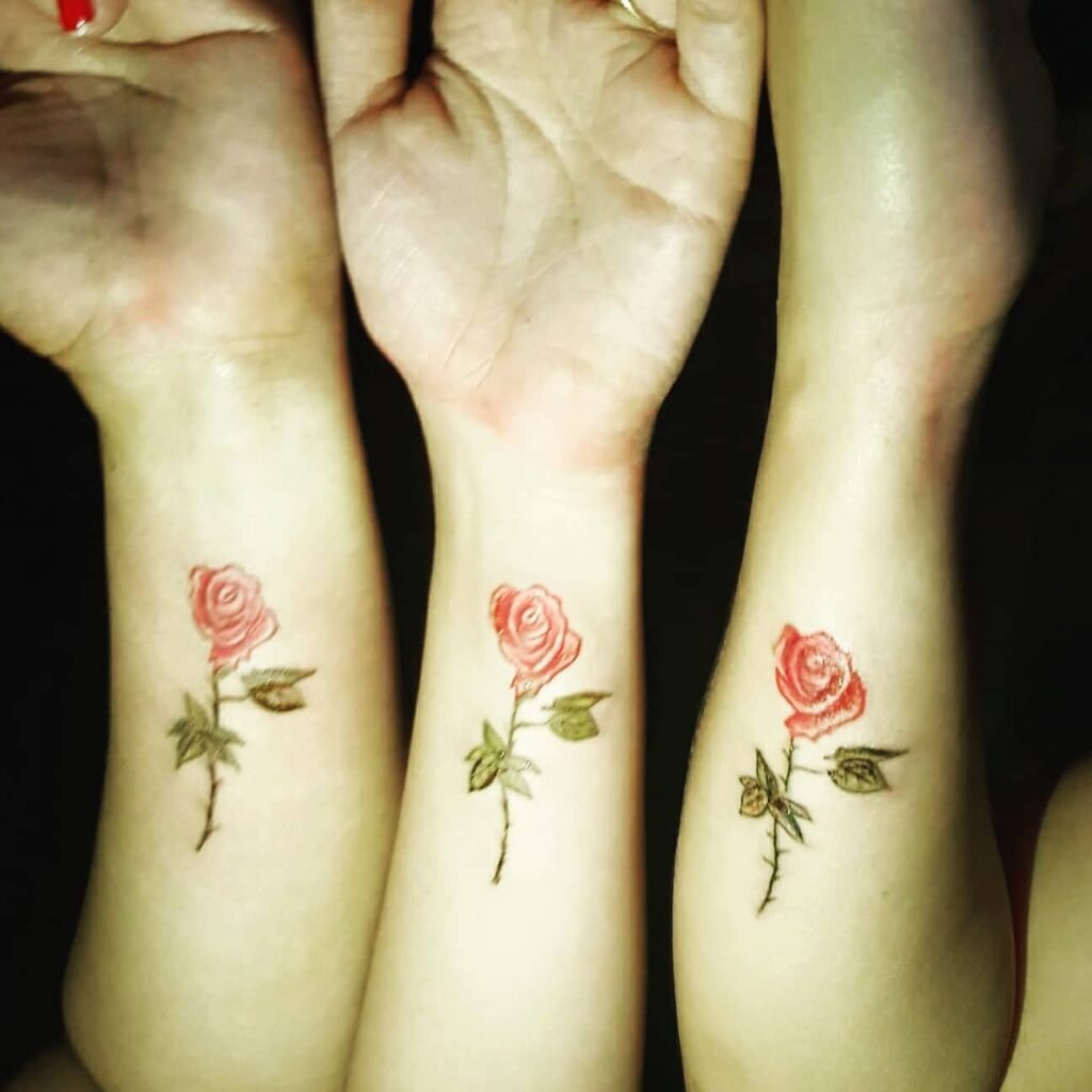 Matching Red Rose Trio Tattoo Tattoo Design