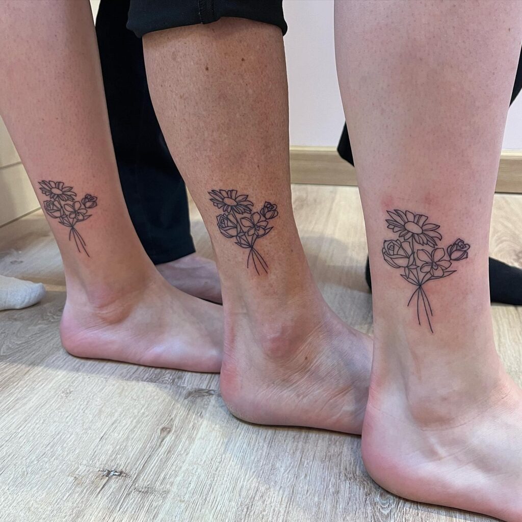 Matching Wildflower Bouquet Trio Tattoo Tattoo Design
