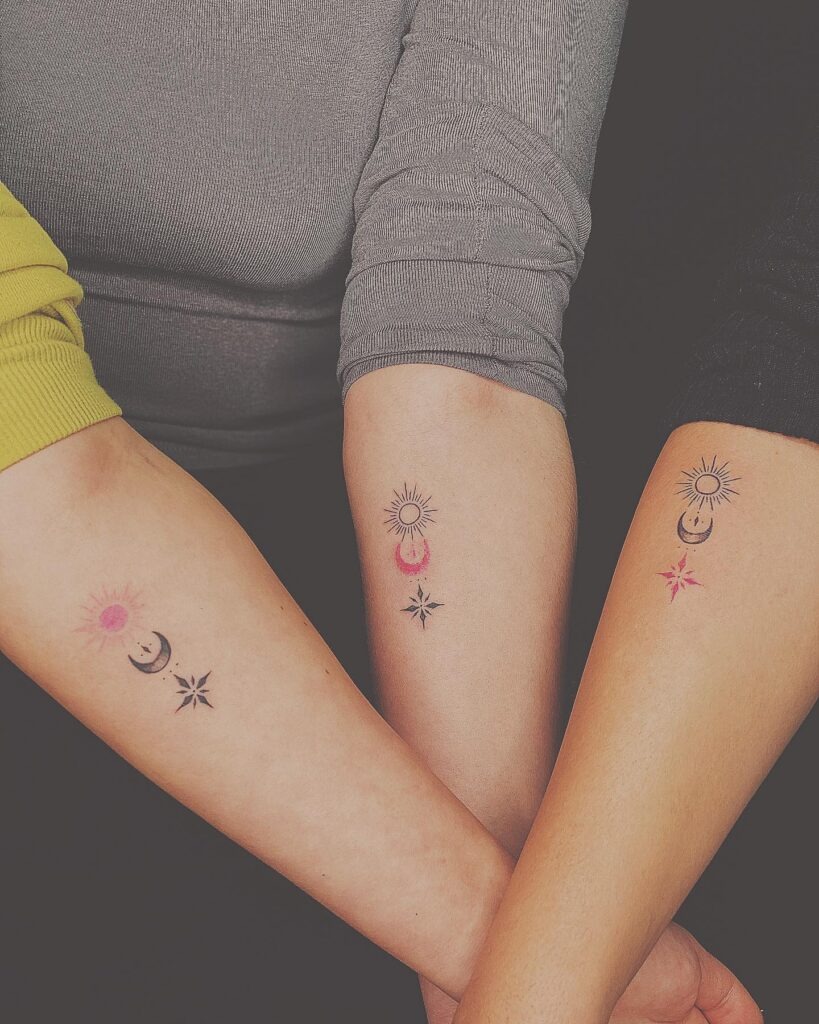 Sun, Moon, and Star Trio Tattoo Tattoo Design