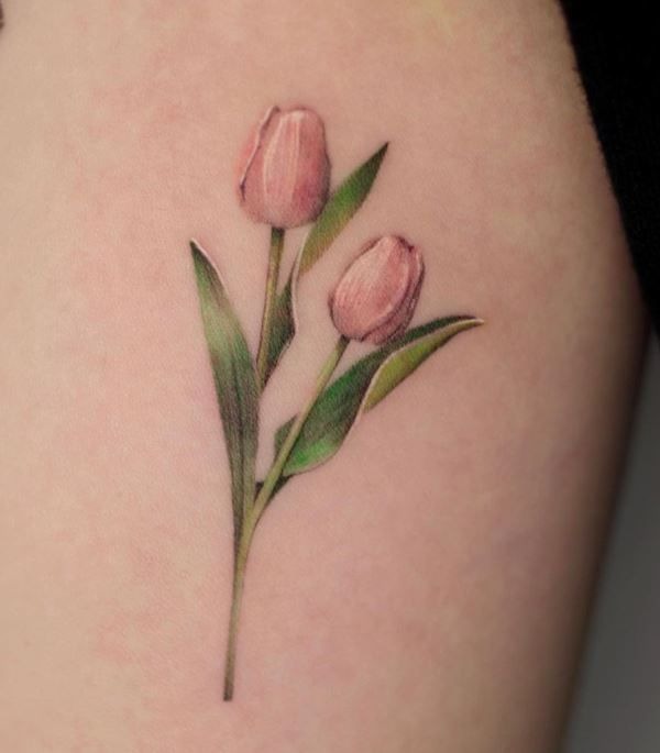 Fine Line Tulip Tattoo Design Tattoo Design
