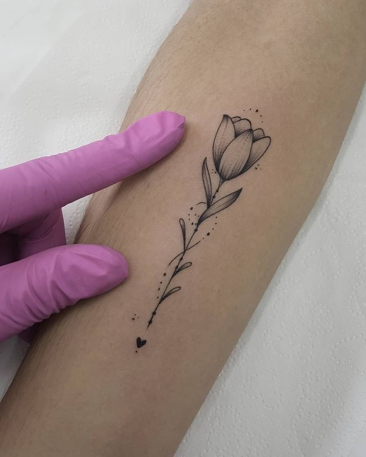 Pink Tulip Ankle Tattoo Tattoo Design