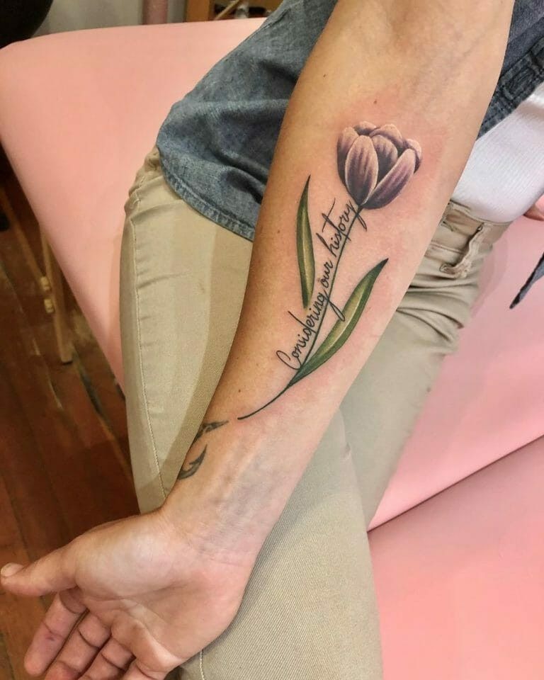 Tattooed Tulip in Layers. Tattoo Design