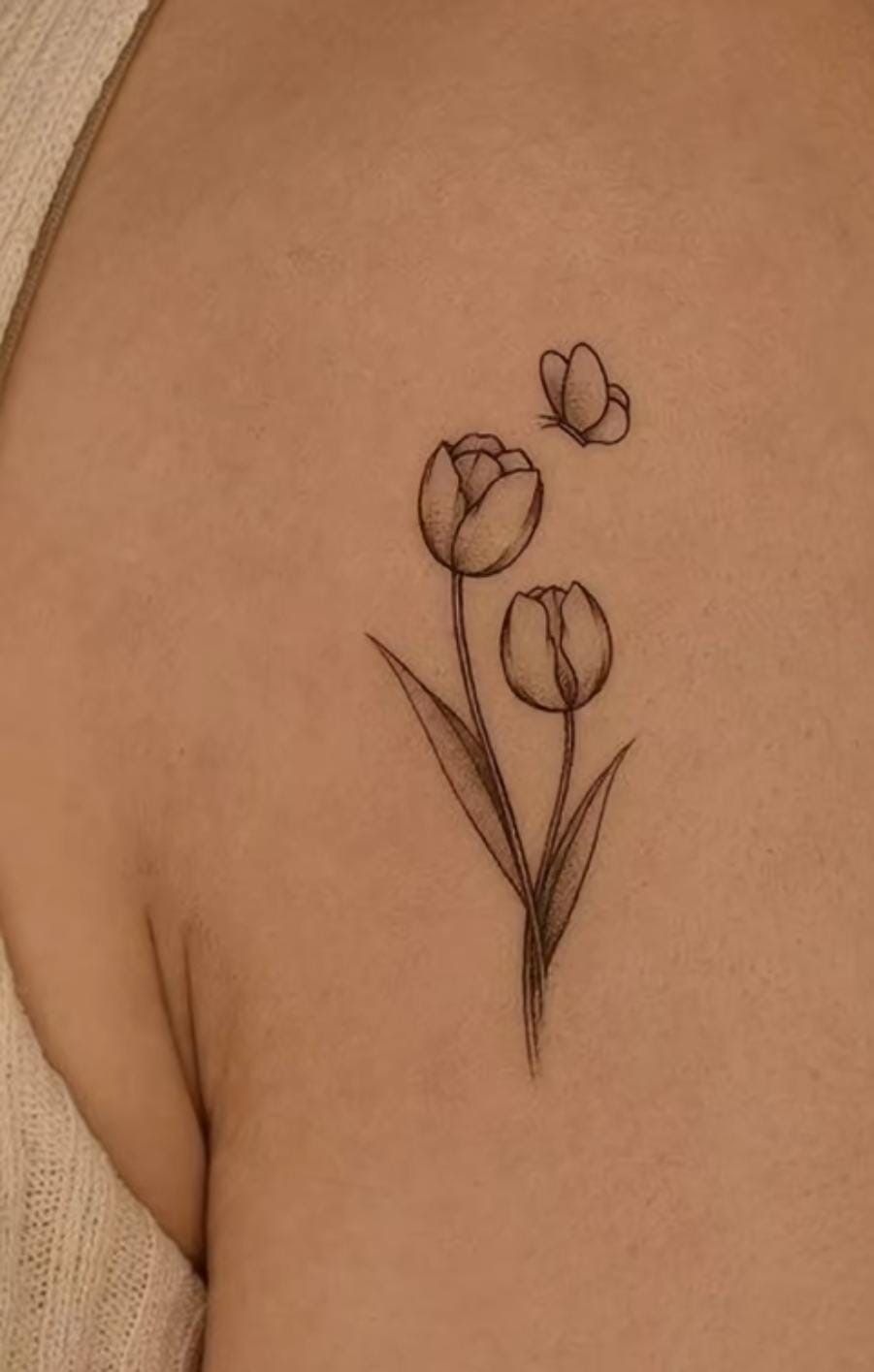 Tulip Tattoo with Bow Design Tattoo Design