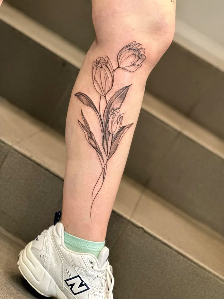 Tulip with Script Tattoo Tattoo Design