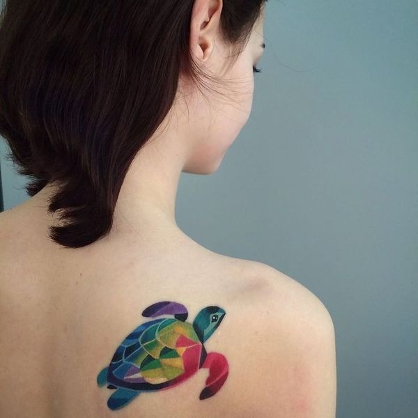 Colorful Sea Turtle on Shoulder Turtle Tattoos Tattoo Design