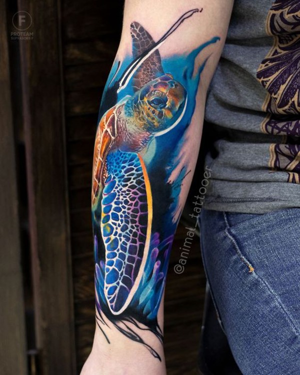 Green Sea Turtle with Sea Anemone Turtle Tattoos Tattoo Design