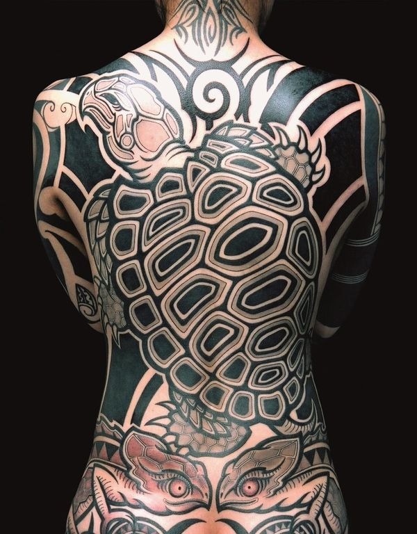 Massive Turtle Back Piece with Lizards Turtle Tattoos Tattoo Design