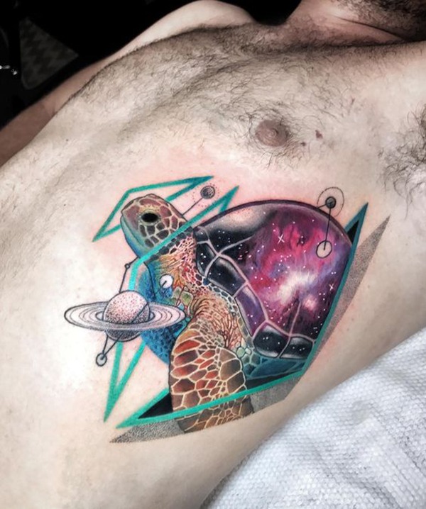 Sea Turtle with Galaxy in Shell Turtle Tattoos Tattoo Design