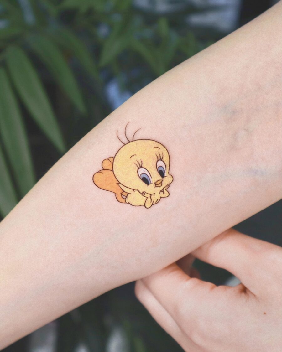 Charming Tweety Tattoo on Delicate Skin Tattoo Design