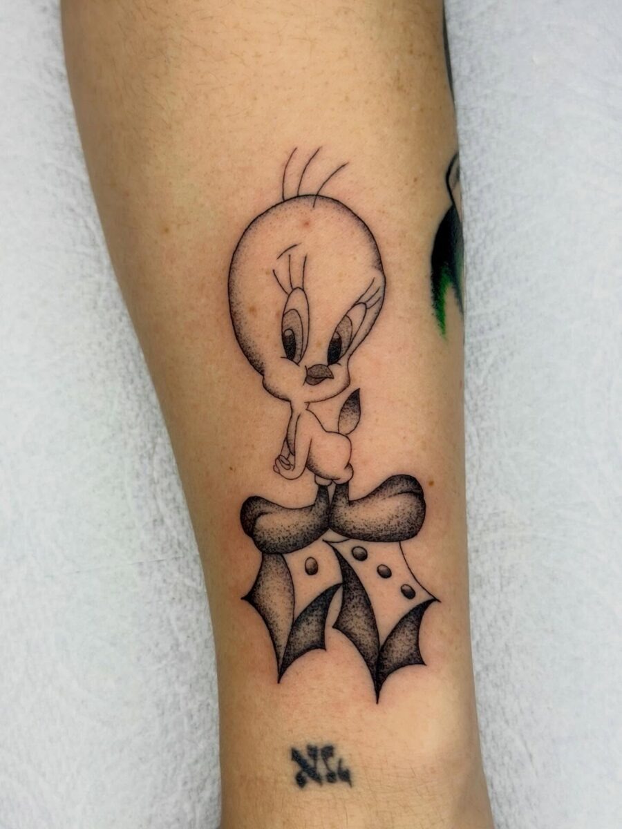 Charming Tweety Tattoo with Holiday Vibes Tattoo Design