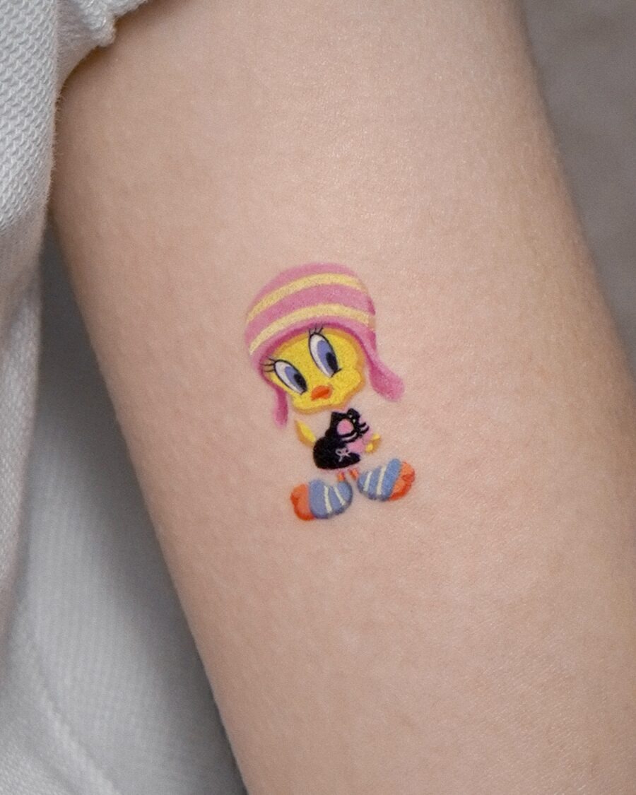 Colorful Tweety Bird Tattoo with Fun Details Tattoo Design