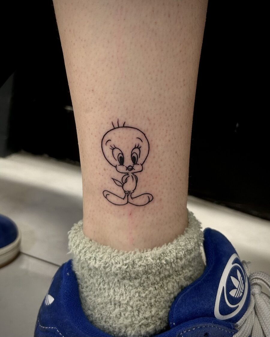 Cute Tweety Tattoo on the Ankle Tattoo Design