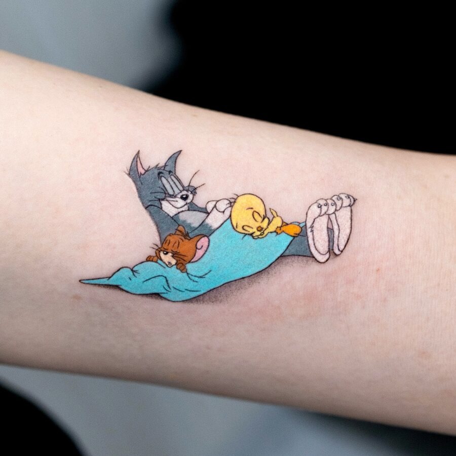 Playful Tweety Designs with Iconic Characters Tattoo Design