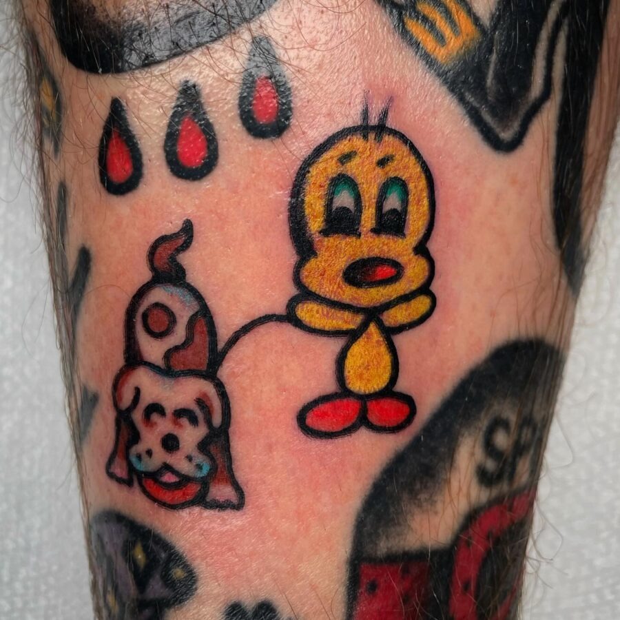 Playful Tweety Tattoo with Vintage Vibes Tattoo Design