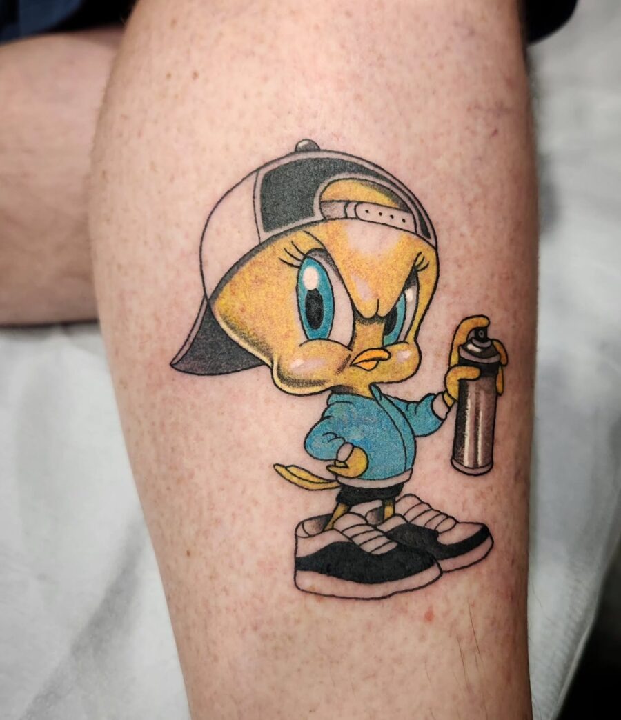 Stylish Tweety with a Street Art Twist Tattoo Design