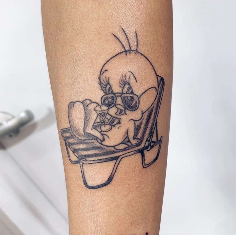 Tweety enjoying a sunny day with style Tattoo Design