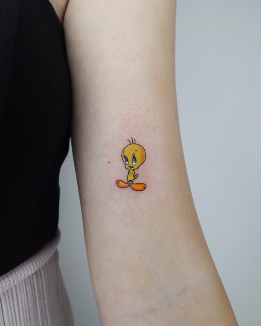 Vibrant Tweety Tattoo on the Arm Tattoo Design
