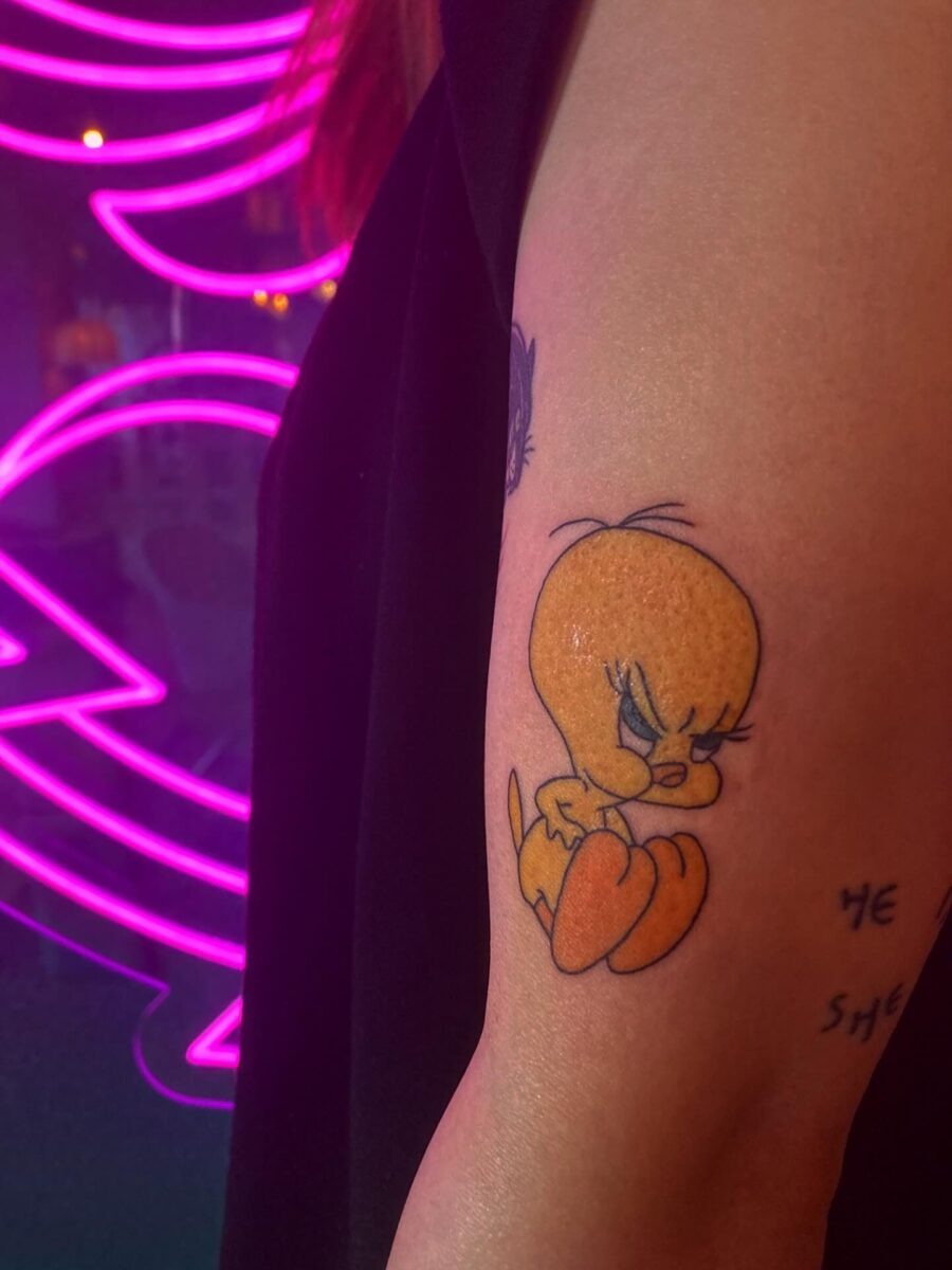 Whimsical Tweety Tattoo with Attitude Tattoo Design
