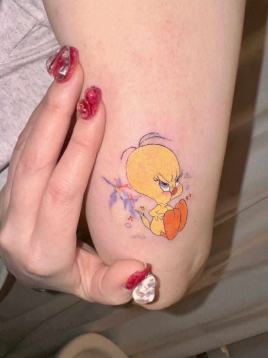 Whimsical Tweety Tattoo with Bold Colors Tattoo Design