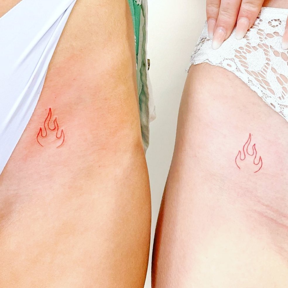 Matching Thigh Flame Tattoo Tattoo Design