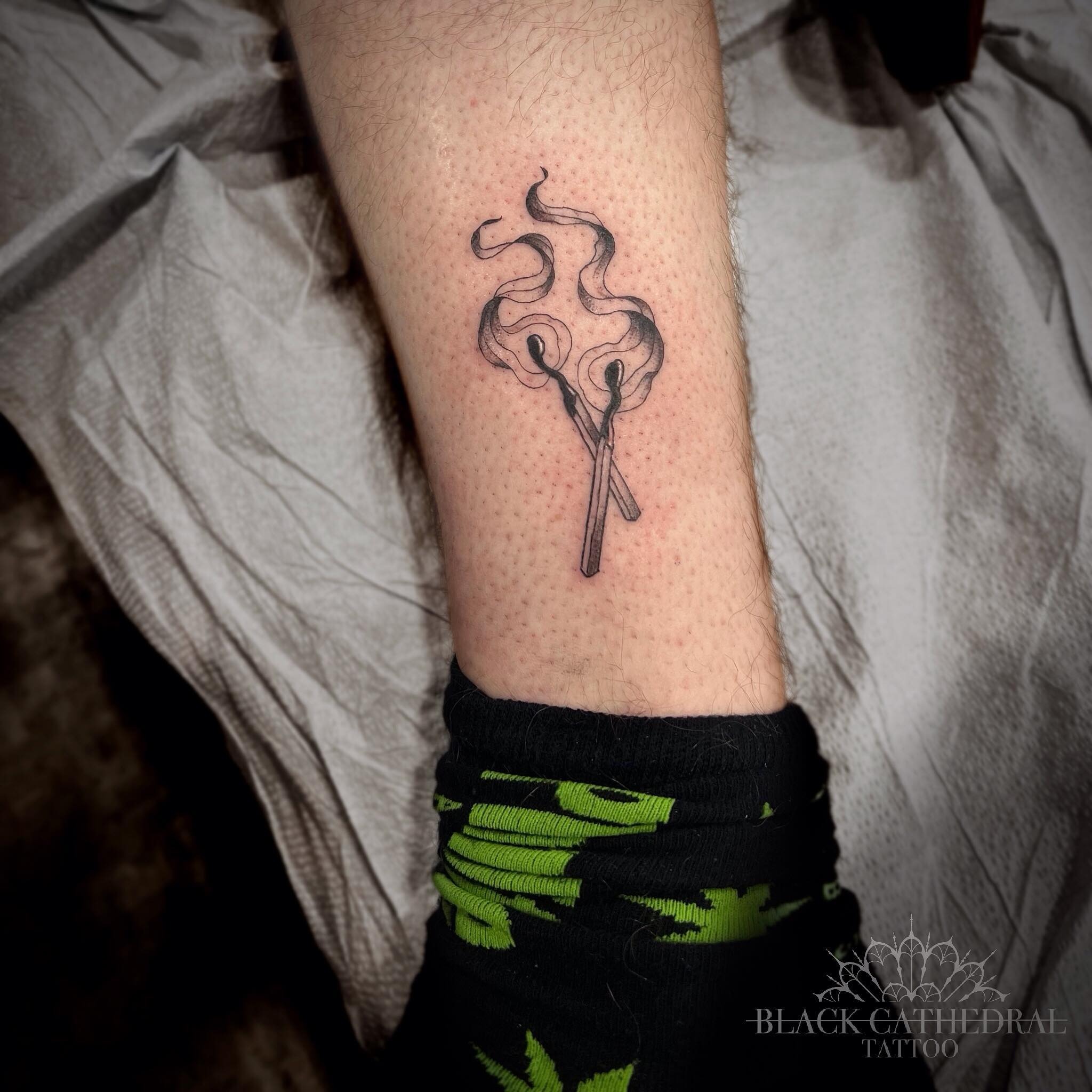 Twin Flame Crossed Match Tattoo Tattoo Design