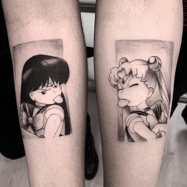 Matching Sailor Moon character tattoos for twins Tattoo Design