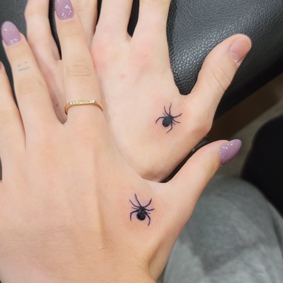 Matching spider tattoos for twin connection Tattoo Design
