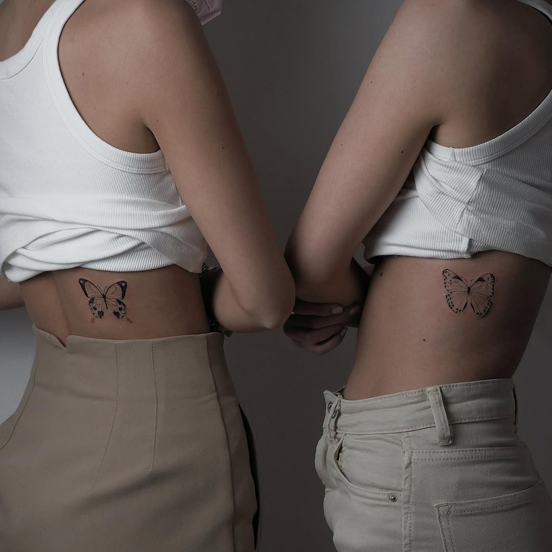Twin Butterfly Tattoos Symbolizing Sisterly Love Tattoo Design