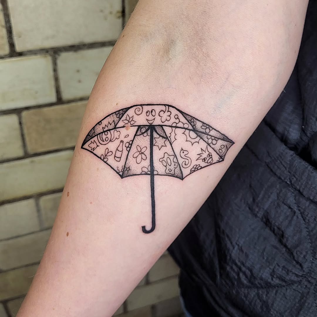 Elegant floral umbrella tattoo for charm Tattoo Design