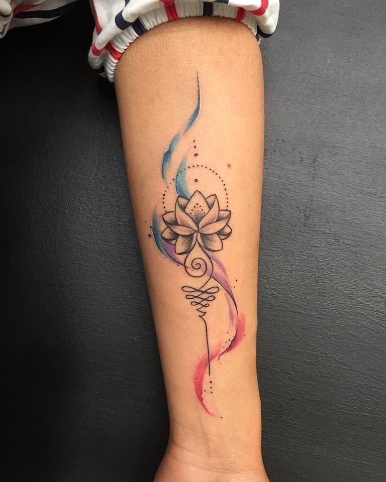 Bold Black Unalome Tattoo Design