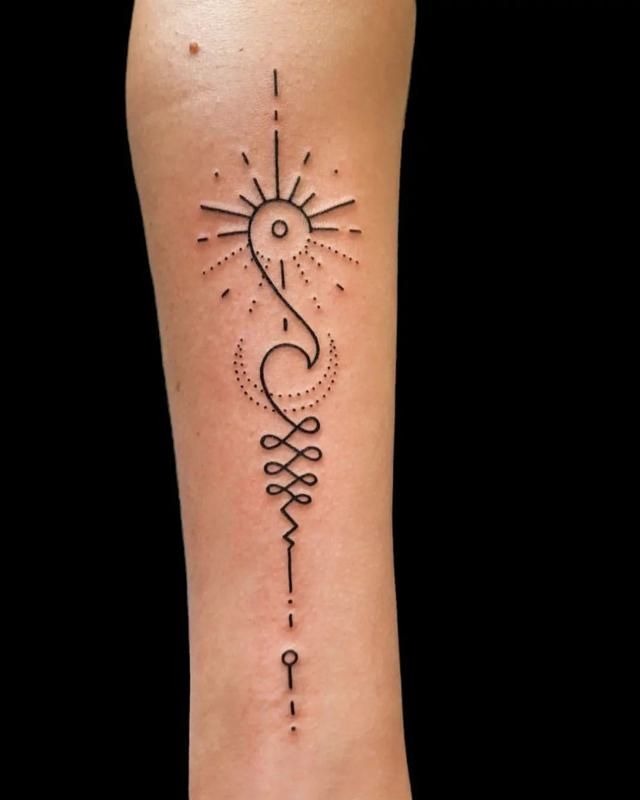 Faint Unalome with Radiance Tattoo Design