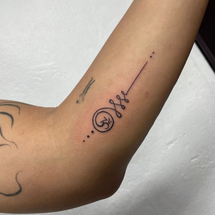 Lotus with Crescent and Unalome Tattoo Design