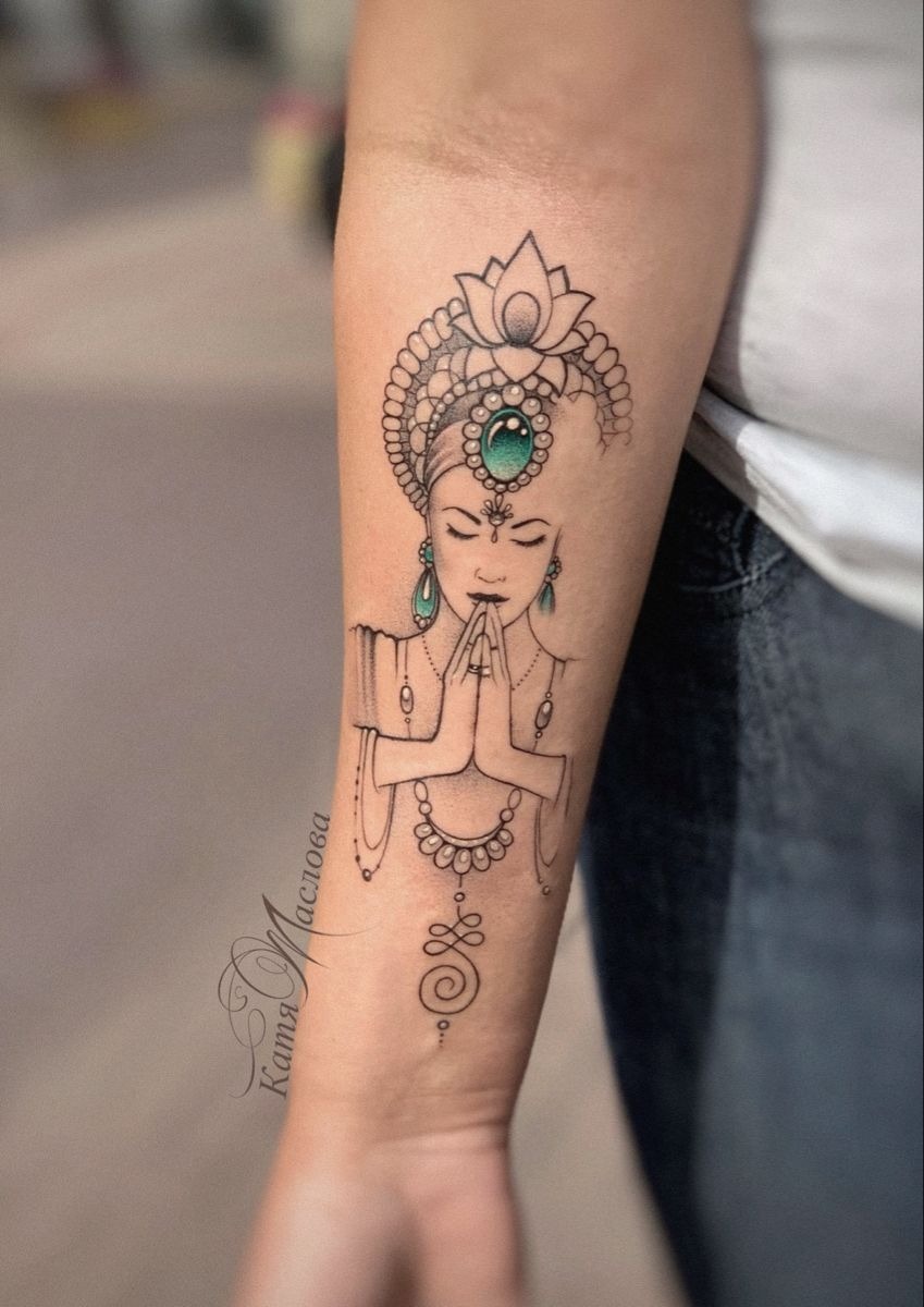 Om and Lotus Unalome Tattoo Design