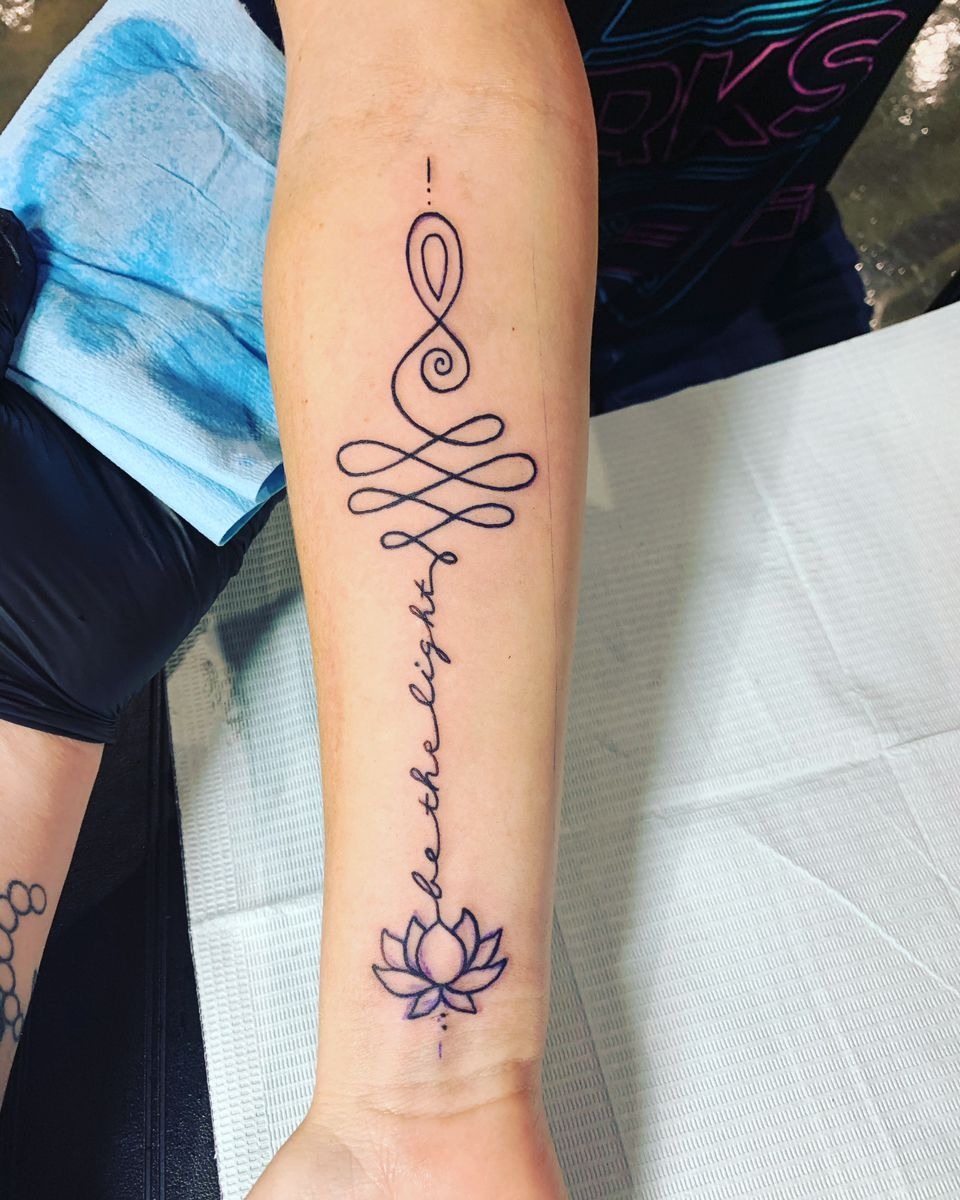 Om Unalome on the Leg Tattoo Design