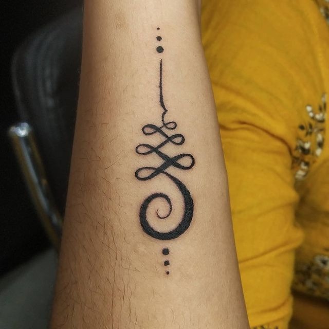 Sternum Unalome Design Tattoo Design