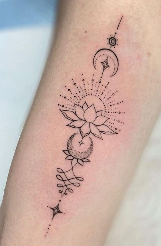Unalome on the Side of the Hand Tattoo Design