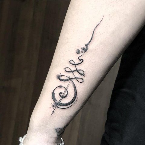 Unalome with Lotus and Moon Tattoo Design