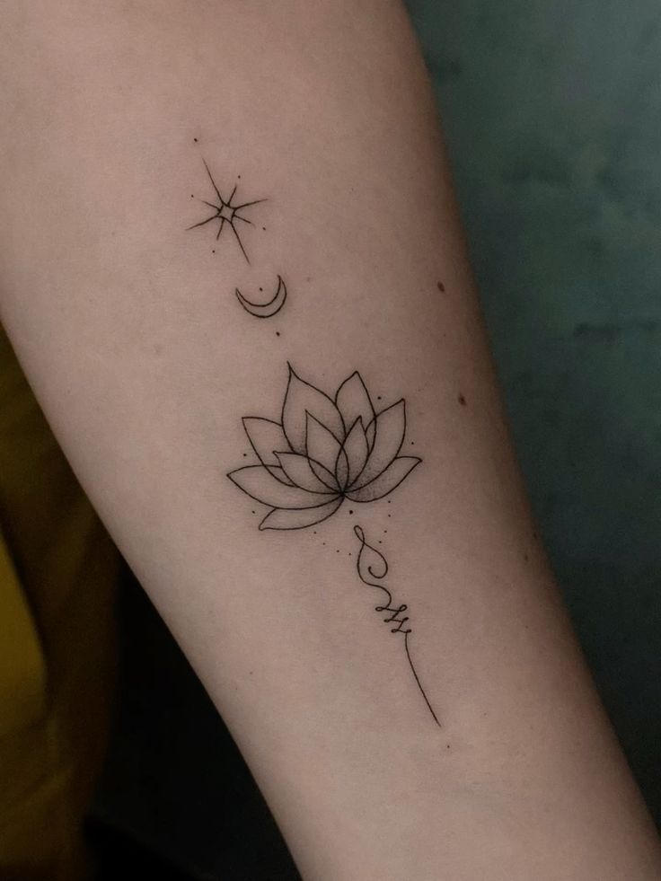 Watercolor Lotus Unalome Tattoo Design