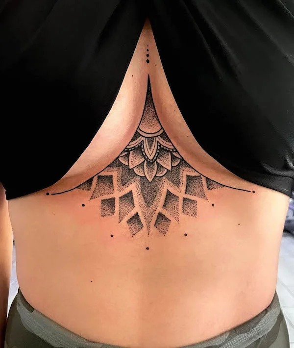 Geometric Mandala with Soft Dotwork Tattoo Design