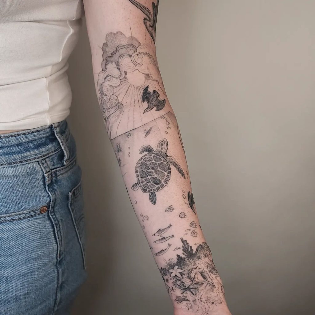 Classic Nautical Ship and Skull Tattoo Design