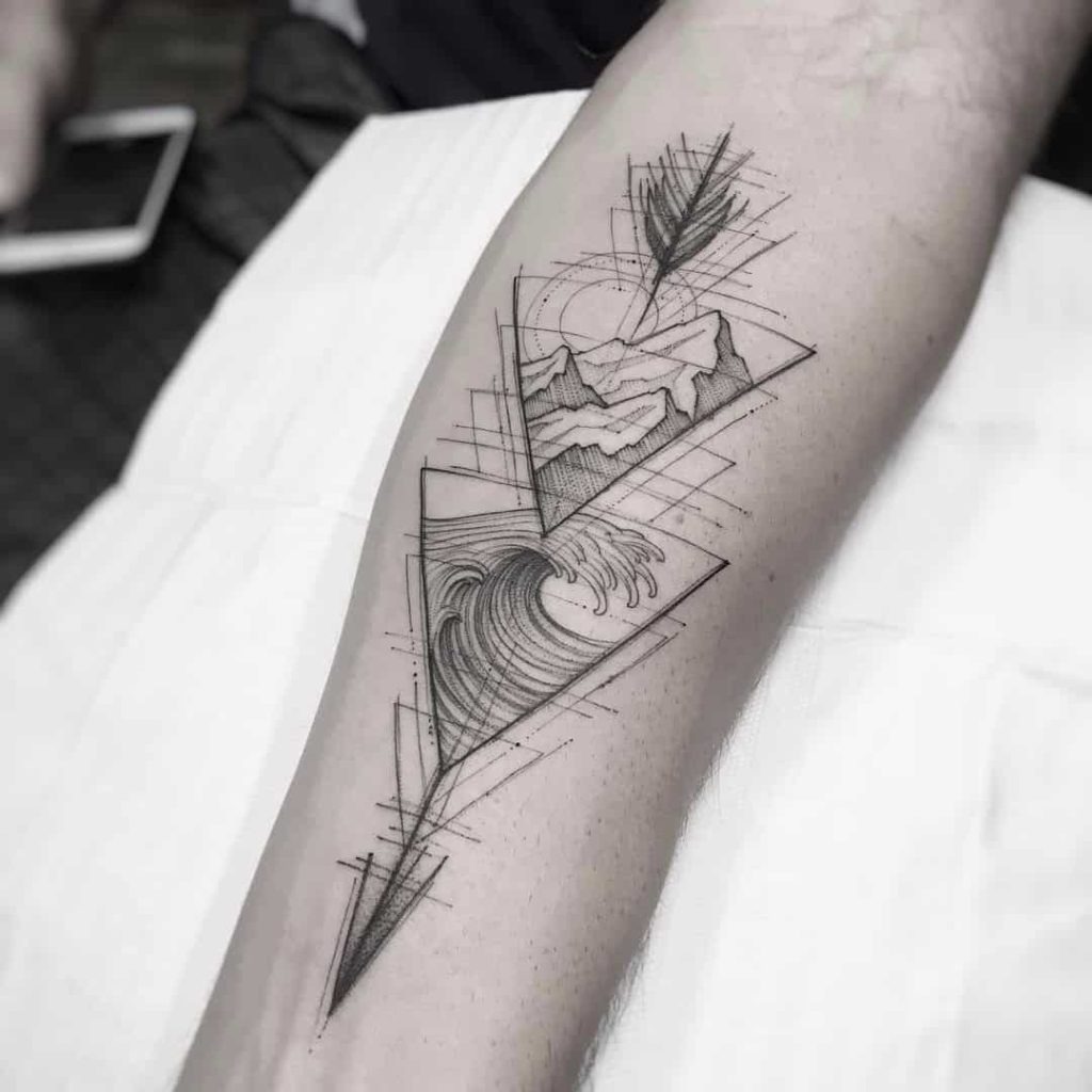 Fineline Hands Reaching for Sea Life Tattoo Design