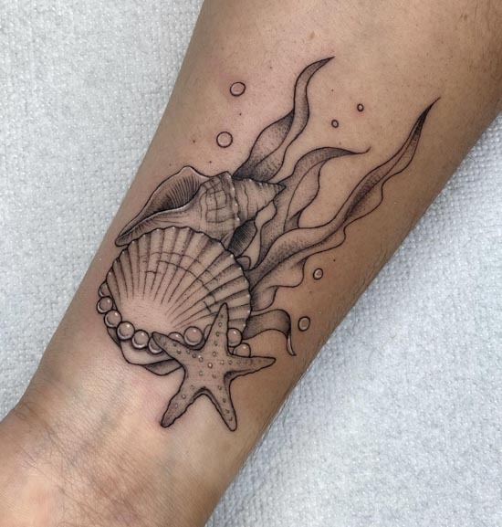 Geometric Ocean and Mountain Tattoo Tattoo Design
